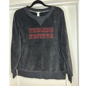 NEW Wondershop Target Black Feeling Festive Plush Fleece Sweatshirt Women Medium